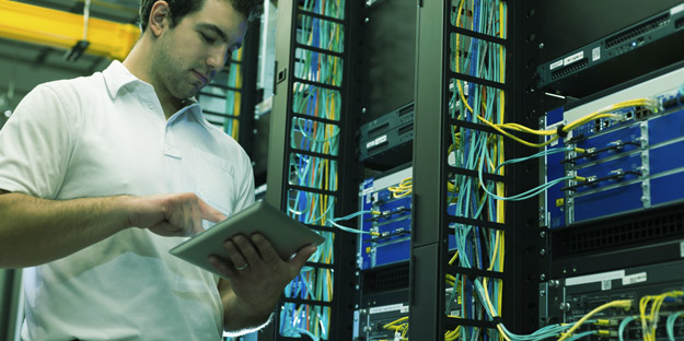 Altruent technician planning data center cabling and racks